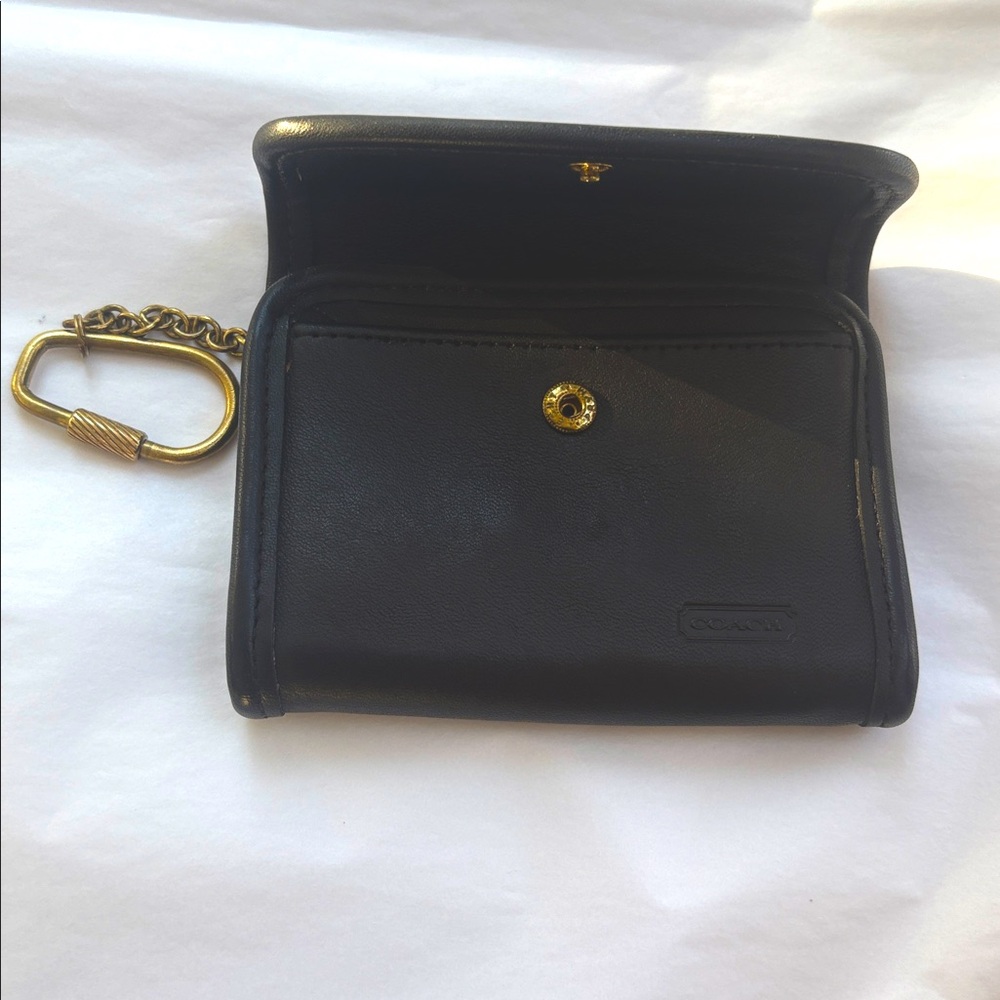 Vintage Coach Y2K Black Leather Wallet with Solid Brass Keychain - Never Used! - Picture 3 of 6